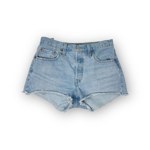 Levi’s 501 High Rise Light Wash 100% Cotton Button Fly Shorts Women’s Size 28 - Picture 1 of 9